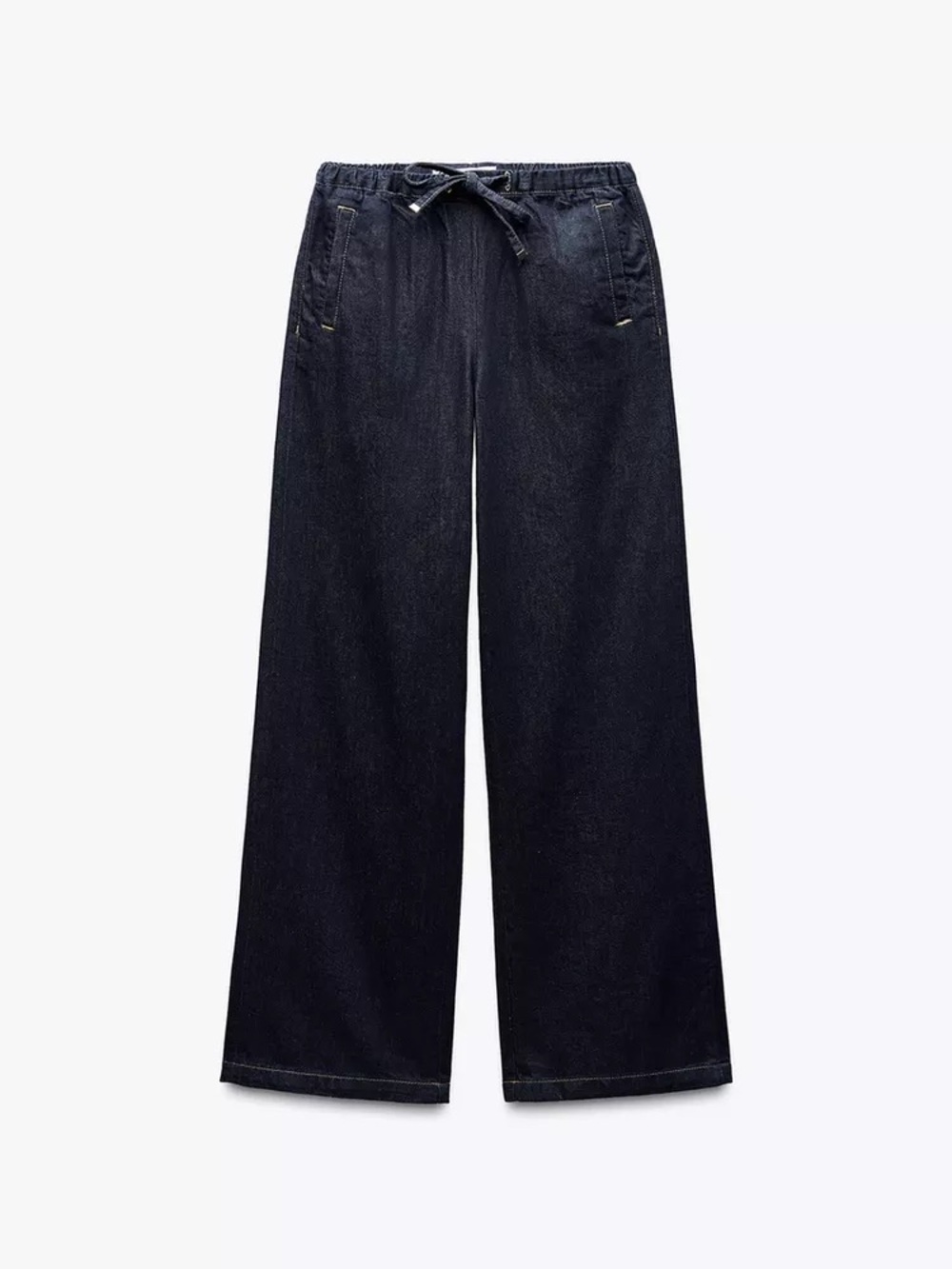 Zara Z1975 Mid Rise Wide Leg Jogger Jeans Blue